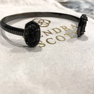 Elton Black Drusy Cuff Bracelet in Gunmetal